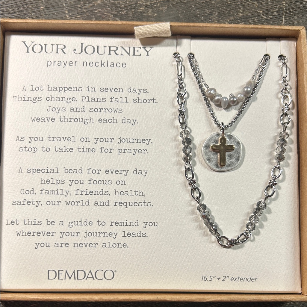 Demdaco Silver Layered Prayer Necklace With Cross And Beads